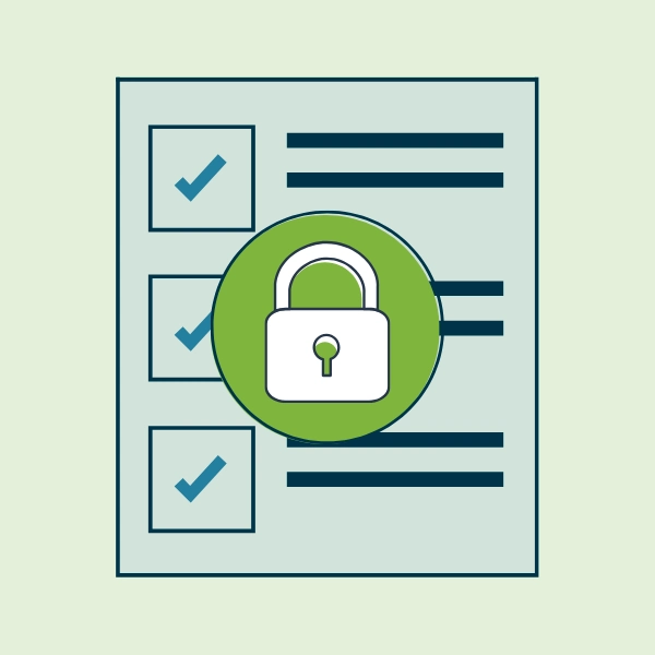 a checklist with a padlock in the middle