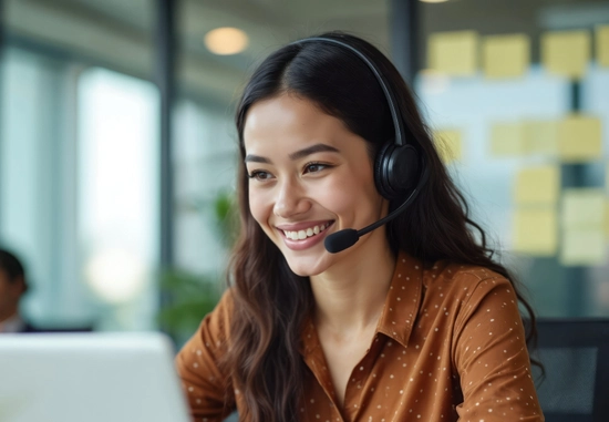 woman with headset providing tech support