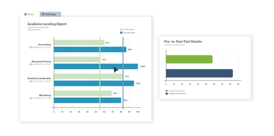 image of graphs from an academic leveling example report