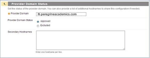 An image of provider domain status in the blackboard integration setup