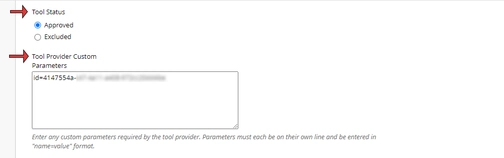 An image of tool status in the blackboard integration setup