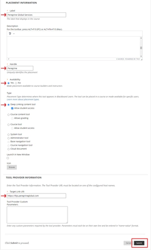 An image of content guide in the blackboard integration setup