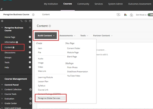 An image of content guide in the blackboard integration setup
