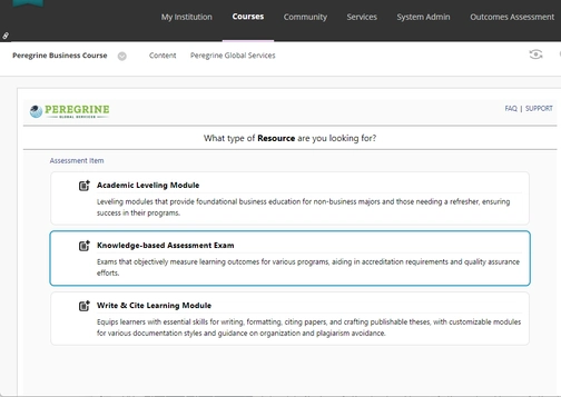 An image of resource type in the blackboard integration setup