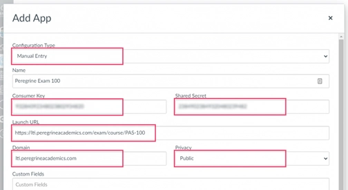 An image of add app in canvas integration setup