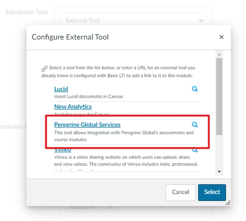 An image of configure external tool in canvas integration setup