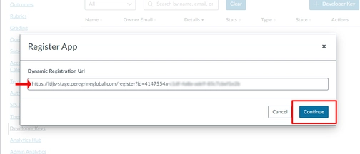 An image of register app in canvas integration setup