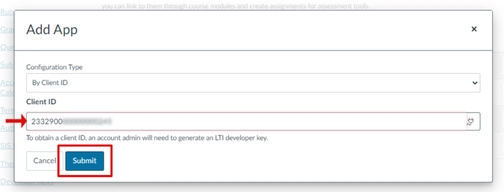 An image of add app in canvas integration setup