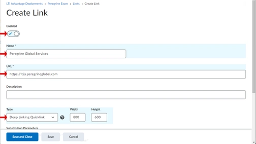 An image of create link in brigtspace-D2L integration setup