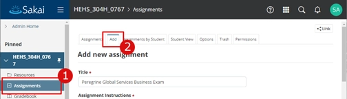 An image of add new assignment in sakai integration setup