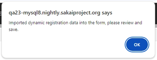 An image of the save option in sakai integration setup