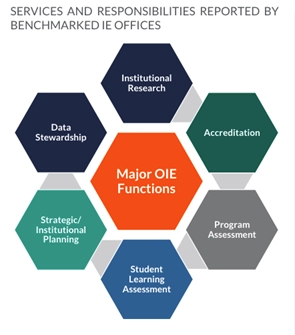 Chart showing the services and responsibilities reported by benchmarked IE offices